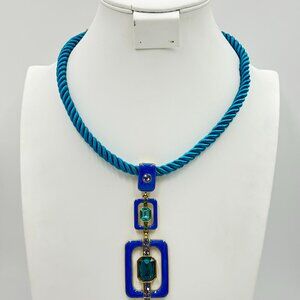 Heidi Daus "Thoroughly Modern" Enamel Crystal Drop Pendant Necklace